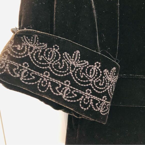 TAHARI WOMEN'S JACKET BLAZER BLACK VELOUR SIZE SMALL COLLARED 3/4 SLEEVE SILK - Picture 7 of 13